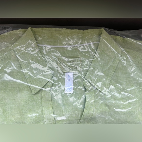 NWT Sigrid Olsen Premium linen shirt Skipper Collar Blouse tunic Pistachio Green - Picture 15 of 16